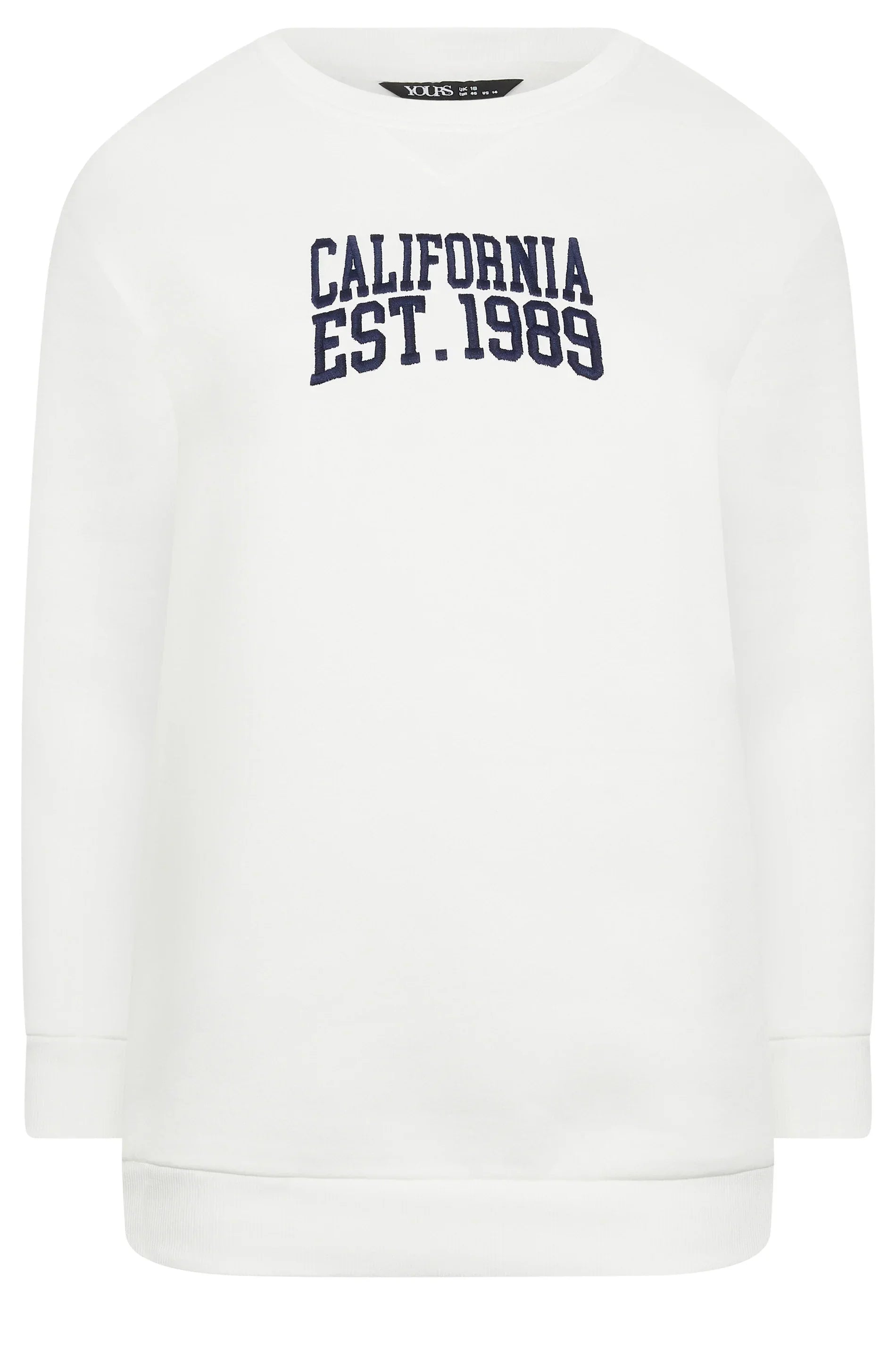 Büyük Beden Bisiklet Yaka İşleme Baskılı Uzun Kollu Sweatshirt 302918