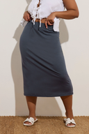 Büyük Beden Beli Lastikli Rahat Kalıp Midi Boy Etek 160301