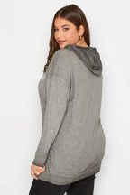 Büyük Beden Kapüşonlu Uzun Kollu Baskılı Sweatshirt 301145