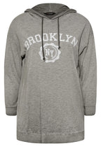 Büyük Beden Kapüşonlu Uzun Kollu Baskılı Sweatshirt 301145