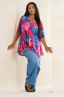 Büyük Beden Uzun Kolları Tül Detaylı Pileli V Yaka Bluz 321822