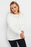 Büyük Beden Bisiklet Yaka Kuşgözü Detaylı Uzun Kollu Sweatshirt 302996