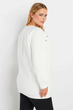 Büyük Beden Bisiklet Yaka Kuşgözü Detaylı Uzun Kollu Sweatshirt 302996