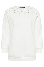 Büyük Beden Bisiklet Yaka Kuşgözü Detaylı Uzun Kollu Sweatshirt 302996