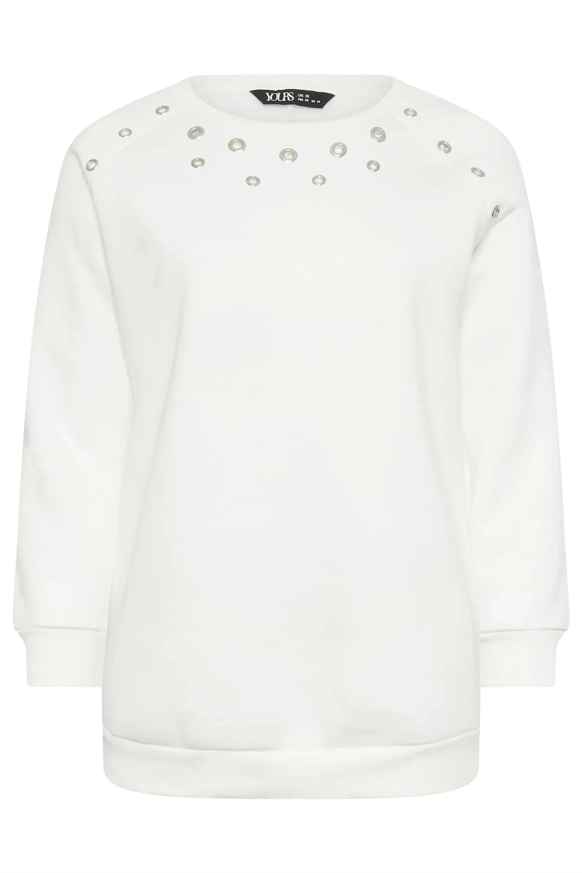 Büyük Beden Bisiklet Yaka Kuşgözü Detaylı Uzun Kollu Sweatshirt 302996