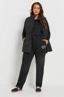 Büyük Beden Boru Paça Beli Büzgülü Cepli Yazı Baskılı Eşofman Altı 303902