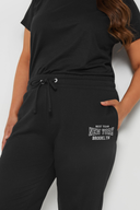 Büyük Beden Boru Paça Beli Büzgülü Cepli Yazı Baskılı Eşofman Altı 303902