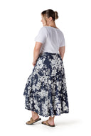 Büyük Beden Çiçek Desenli Beli Listekli Bileli Uzun Etek T-14