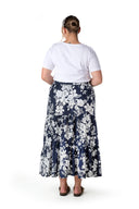 Büyük Beden Çiçek Desenli Beli Listekli Bileli Uzun Etek T-14