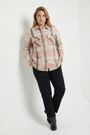 Büyük Beden Düğmeli Cepli Kahve Oduncu Gömlek 301380