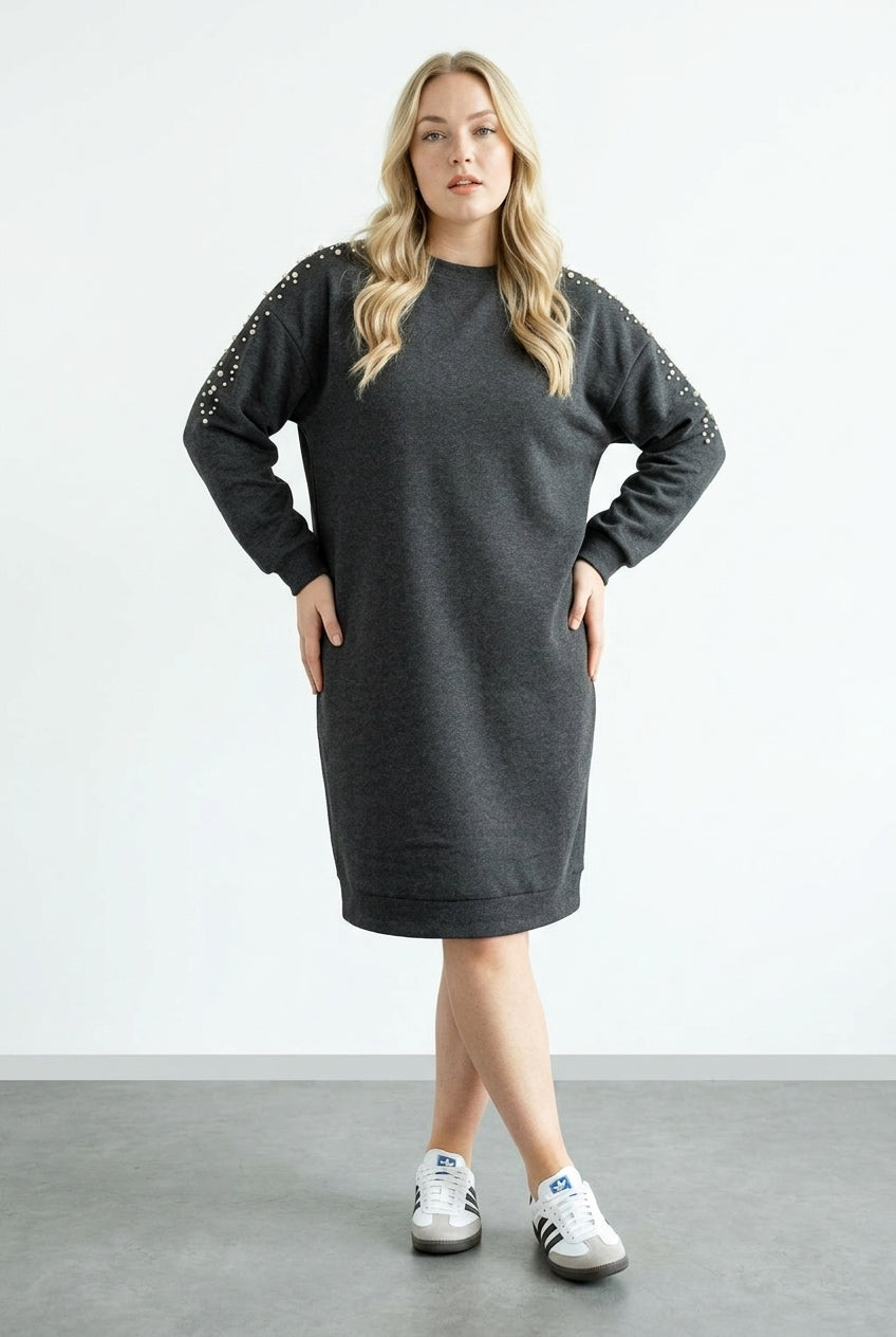 Bisiklet Yaka Basic Midi Elbise