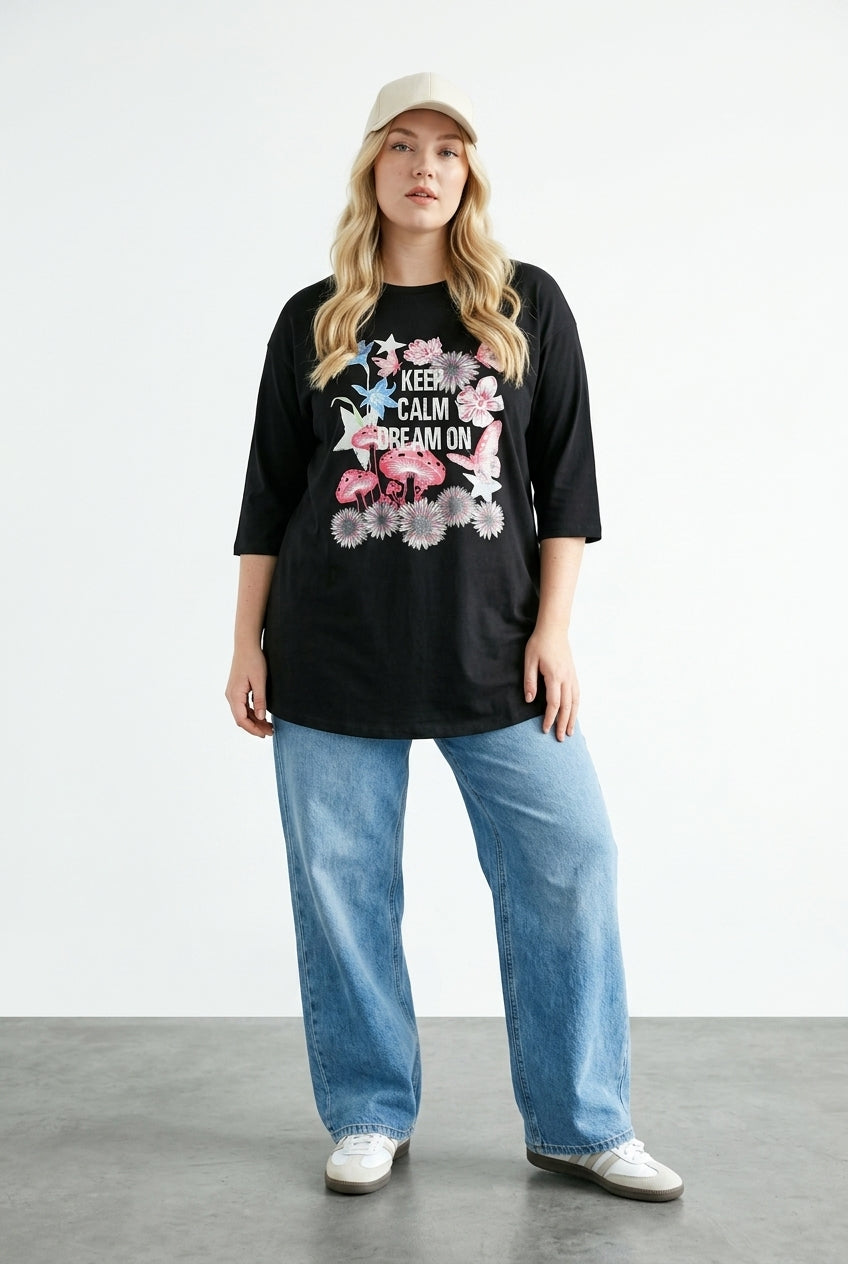 Çiçek Baskılı T-shirt