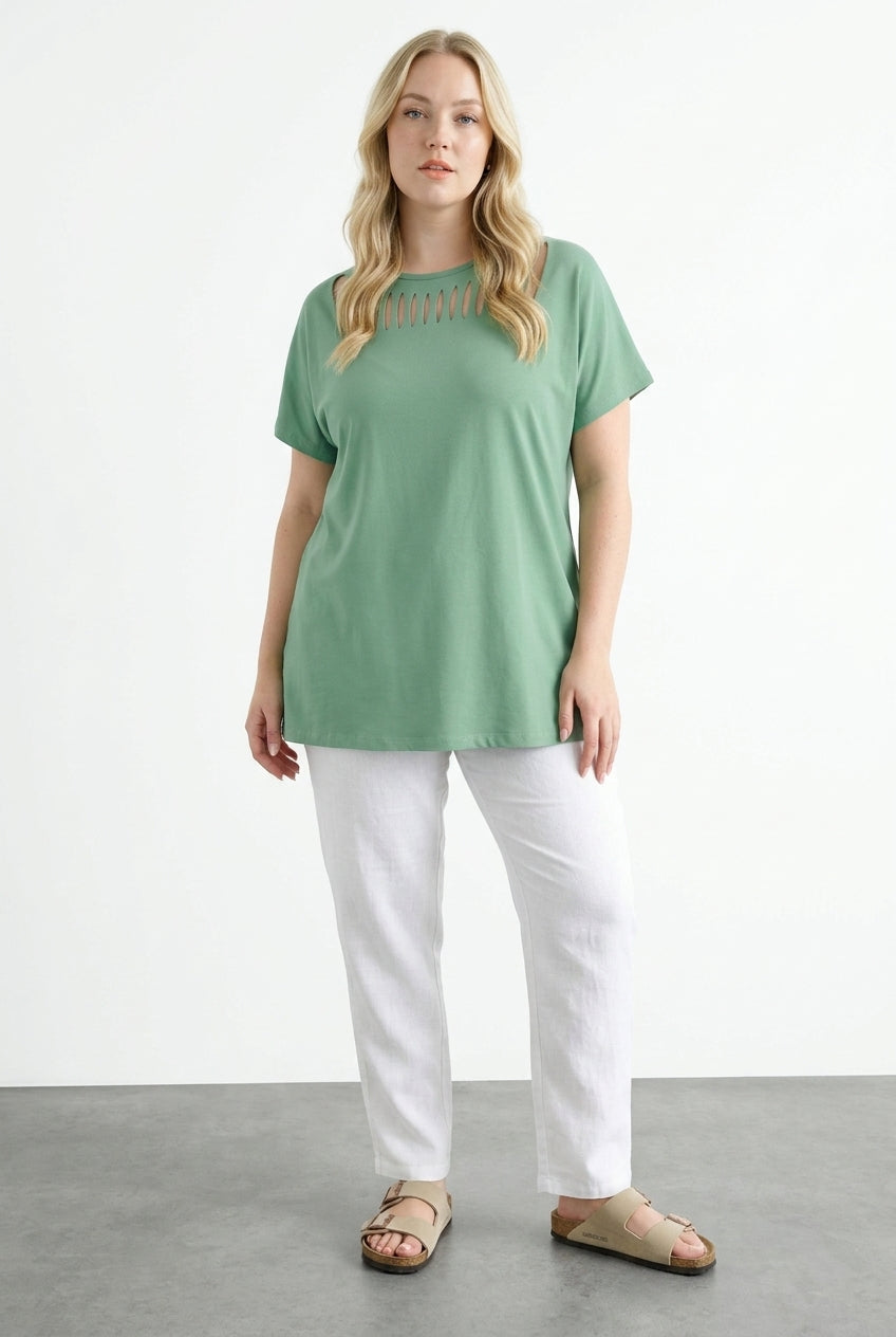 Önü Kesikli T-shirt