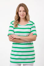 Çizgili Omuz Detaylı Tunik T-shirt