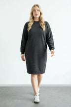 Bisiklet Yaka Basic Midi Elbise