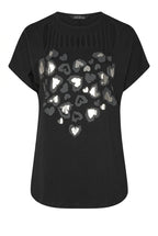 Metalik Baskılı Yırtık Detaylı T-shirt