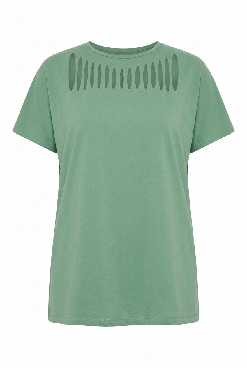 Önü Kesikli T-shirt