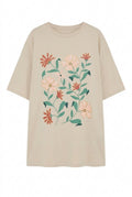Çiçek Baskılı Oversize T-shirt