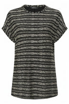 Çizgili Yırtmaçlı T-shirt