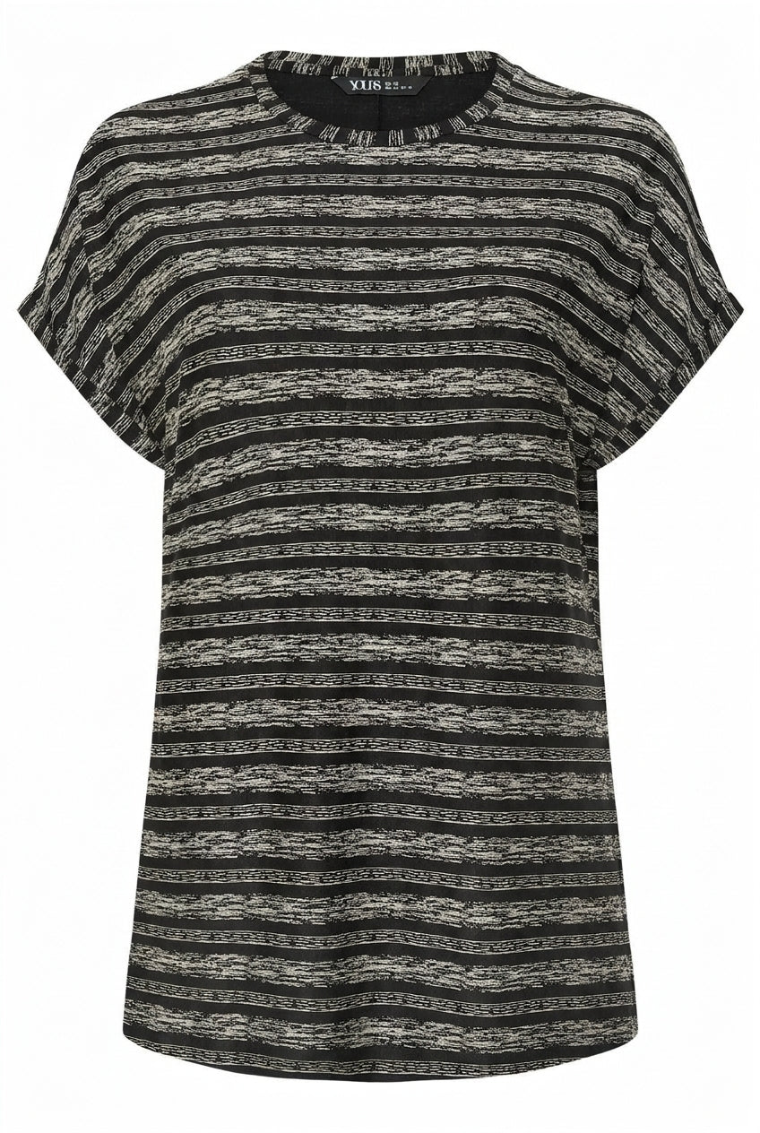 Çizgili Yırtmaçlı T-shirt