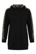 Leopar Desenli Kapüşonlu Sweatshirt