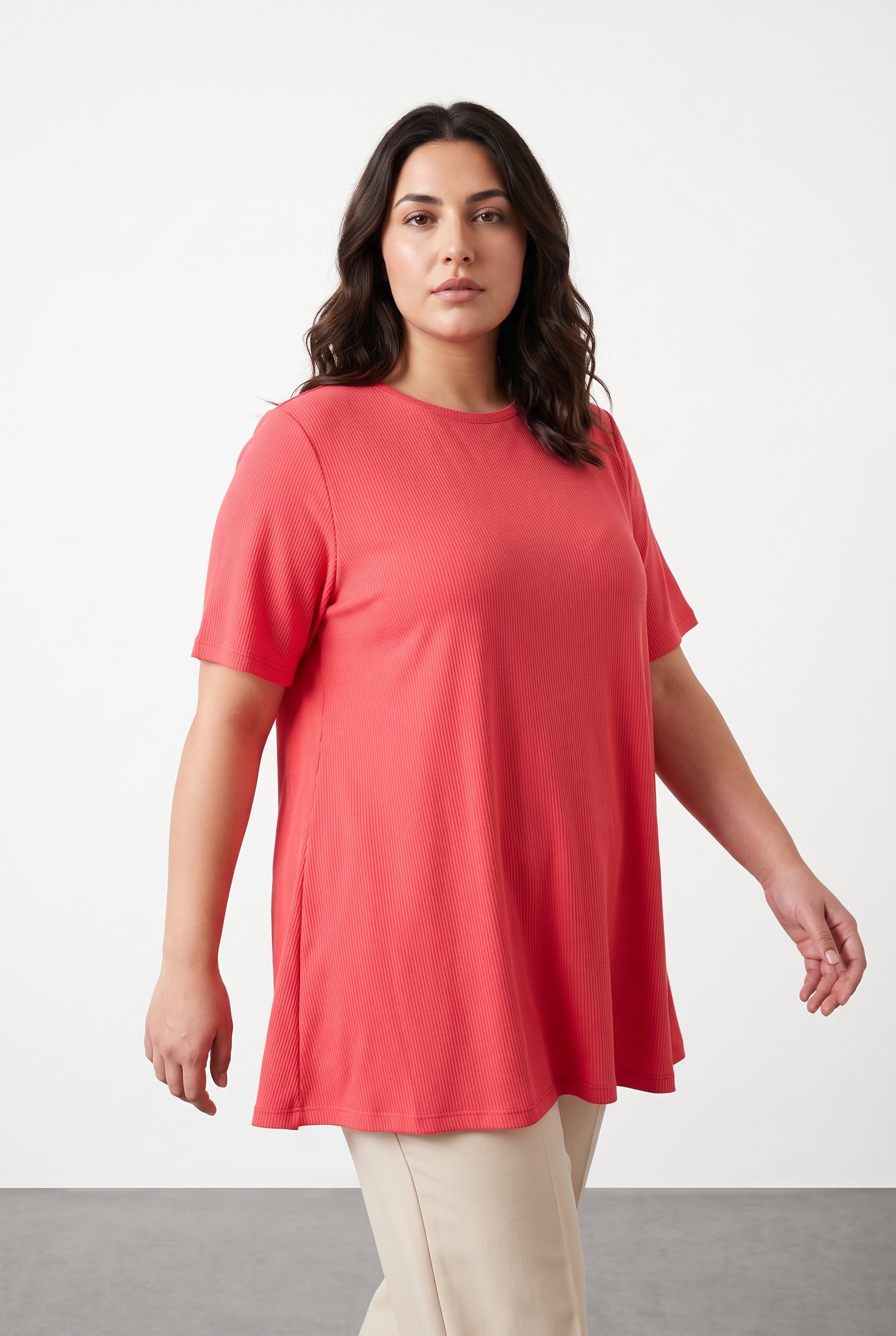 Fitilli Kumaş Eteği Bollaşan T-shirt