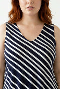 Çizgili Kolsuz T-shirt