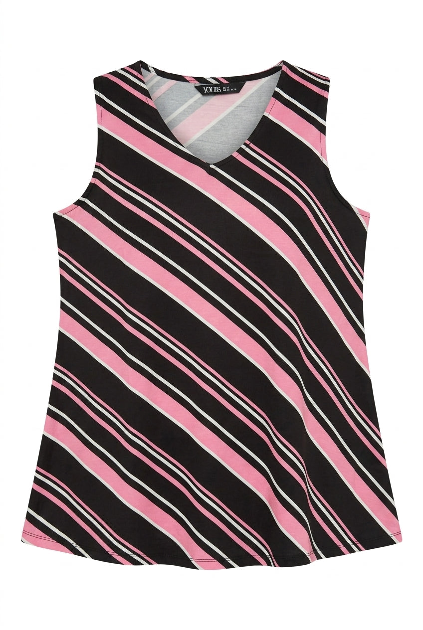 Çizgili Kolsuz T-shirt