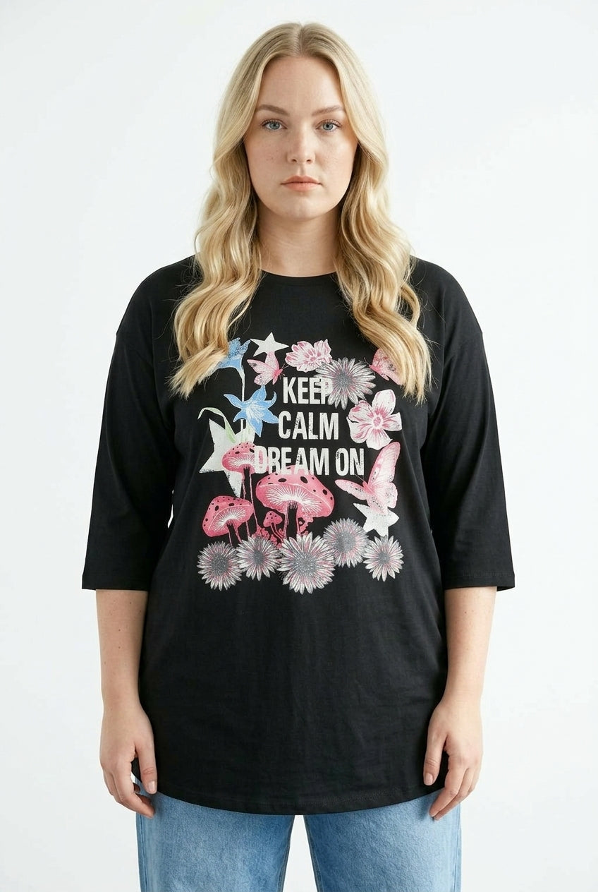 Çiçek Baskılı T-shirt