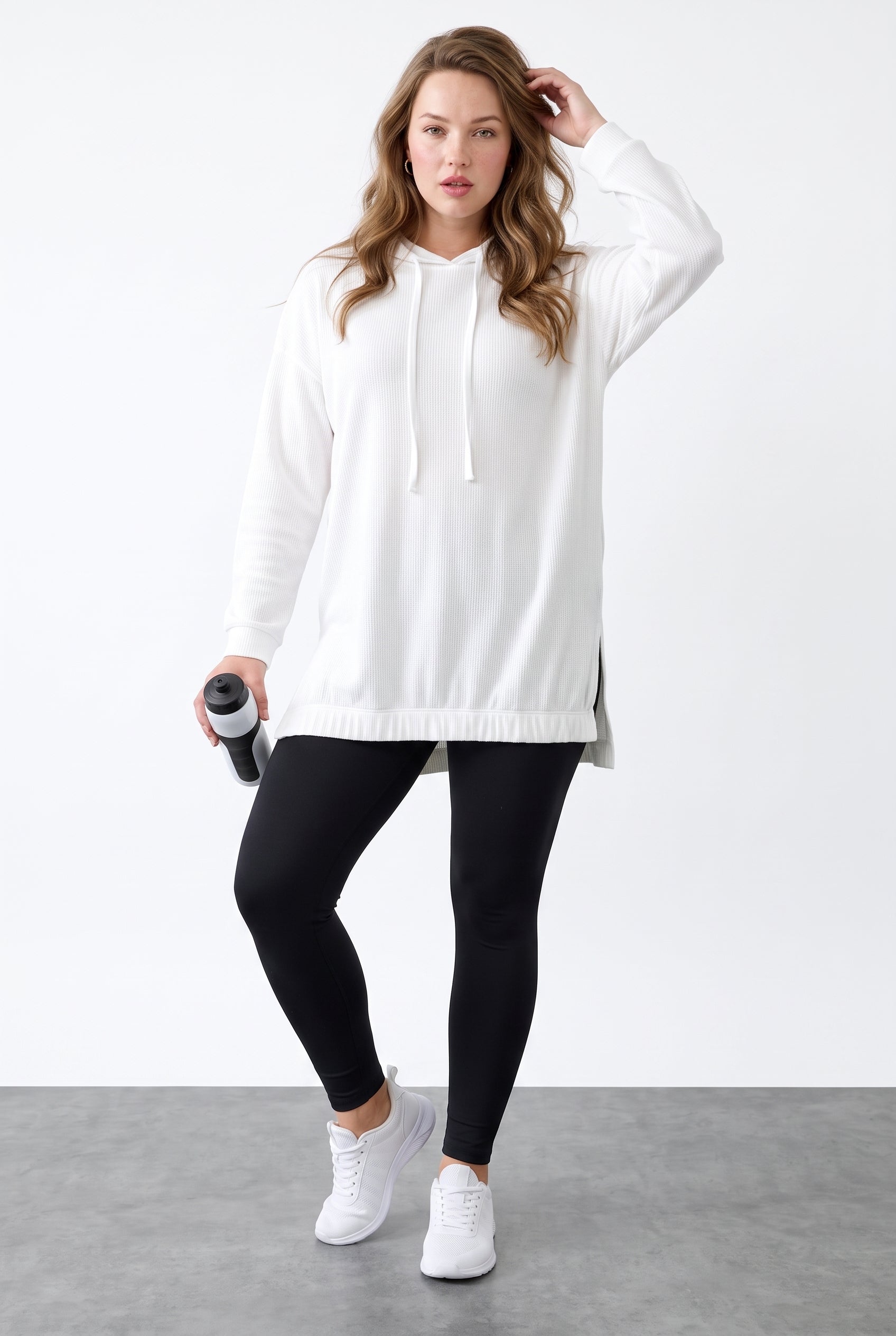 Fitilli Kumaş Kapüşonlu Sweatshirt