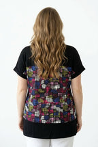 V Yaka Renk Bloklu T-shirt