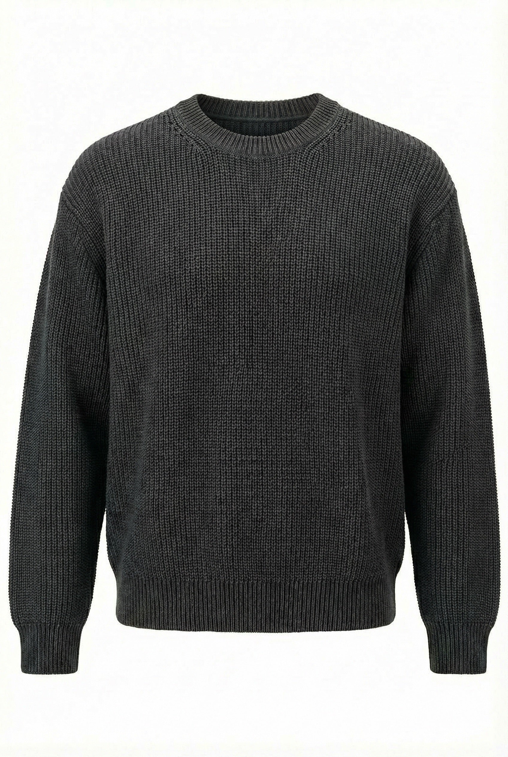 %100 Pamuk Loose Fit Saç Örgü Erkek Kazak