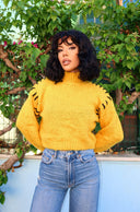 Omzu Dikiş Detaylı Boğazlı Triko Kazak A-081