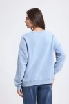 Bisiklet Yaka Uzun Kollu Önü Yazı Baskılı Sweatshirt VLMB-1356