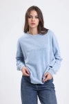 Bisiklet Yaka Uzun Kollu Önü Yazı Baskılı Sweatshirt VLMB-1356