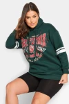 Büyük Beden Kolları Şeritli Kapüşonlu Uzun Kollu Sweatshirt 301945