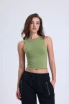 Bisiklet Yaka Kolsuz Crop Bluz VLMB-1248