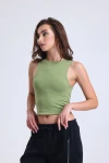 Bisiklet Yaka Kolsuz Crop Bluz VLMB-1248