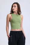 Bisiklet Yaka Kolsuz Crop Bluz VLMB-1248