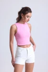 Bisiklet Yaka Kolsuz Crop Bluz VLMB-1248