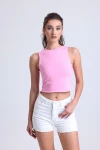 Bisiklet Yaka Kolsuz Crop Bluz VLMB-1248