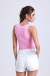 Bisiklet Yaka Kolsuz Crop Bluz VLMB-1248