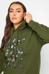 Büyük Beden Uzun Kollu Kapüşonlu Önü Yazı Baskılı Sweatshirt 302834