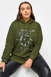 Büyük Beden Uzun Kollu Kapüşonlu Önü Yazı Baskılı Sweatshirt 302834