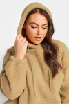 Büyük Beden Uzun Kollu Kapüşonlu Cepli Peluş Sweatshirt 302840