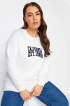 Büyük Beden Bisiklet Yaka İşleme Baskılı Uzun Kollu Sweatshirt 302918