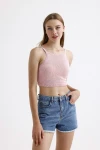 İnce Askılı Kolsuz Triko Crop Bluz