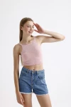 İnce Askılı Kolsuz Triko Crop Bluz