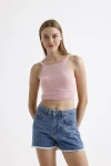 İnce Askılı Kolsuz Triko Crop Bluz