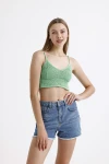 İnce Askılı Kolsuz Triko Crop Bluz